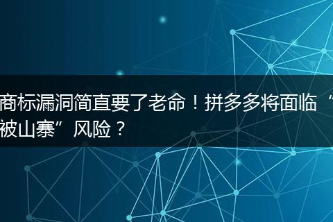 商标漏洞简直要了老命！拼多多将面临“被山寨”风险？