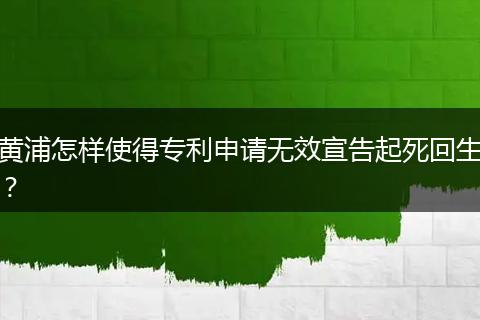 黄浦怎样使得专利申请无效宣告起死回生？