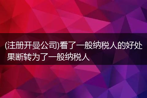 (注册开曼公司)看了一般纳税人的好处 果断转为了一般纳税人