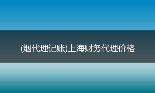 (烟代理记账)上海财务代理价格