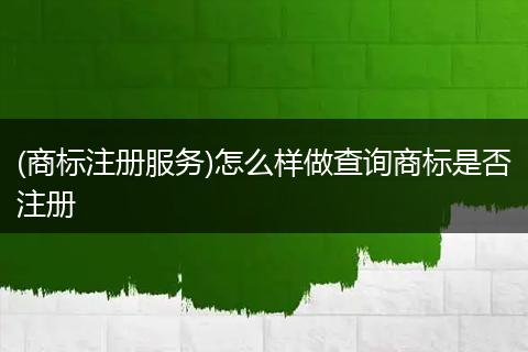 (商标注册服务)怎么样做查询商标是否注册
