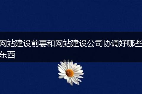 网站建设前要和网站建设公司协调好哪些东西
