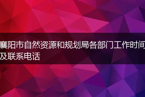 襄阳市自然资源和规划局各部门工作时间及联系电话