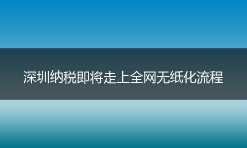 深圳纳税即将走上全网无纸化流程