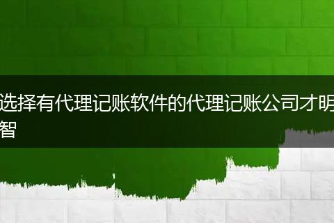 选择有代理记账软件的代理记账公司才明智