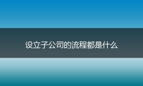 设立子公司的流程都是什么