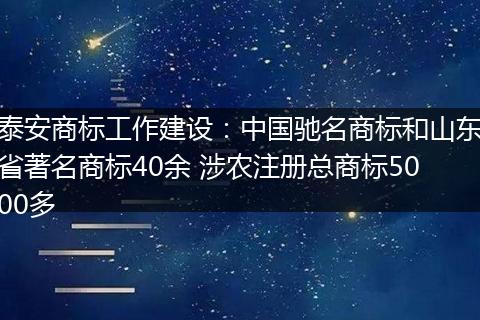 泰安商标工作建设：中国驰名商标和山东省著名商标40余 涉农注册总商标5000多