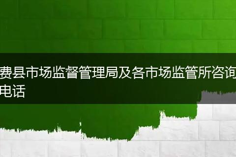 费县市场监督管理局及各市场监管所咨询电话