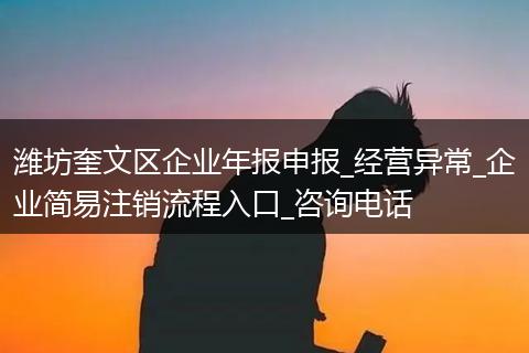 潍坊奎文区企业年报申报_经营异常_企业简易注销流程入口_咨询电话
