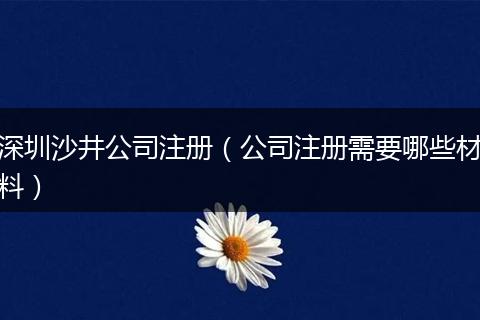 深圳沙井公司注册（公司注册需要哪些材料）
