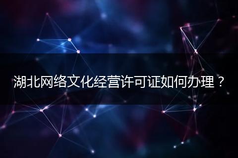 湖北网络文化经营许可证如何办理？