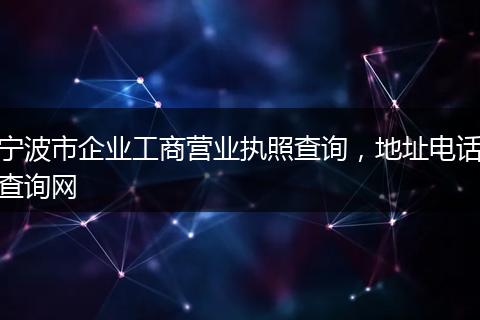 宁波市企业工商营业执照查询，地址电话查询网