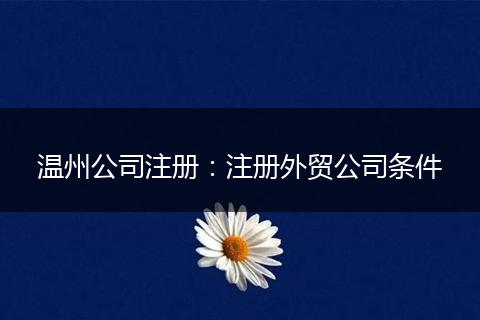 温州公司注册：注册外贸公司条件