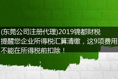 (东莞公司注册代理)2019锦都财税提醒您企业所得税汇算清缴,这9项费用不能在所得税前扣除!