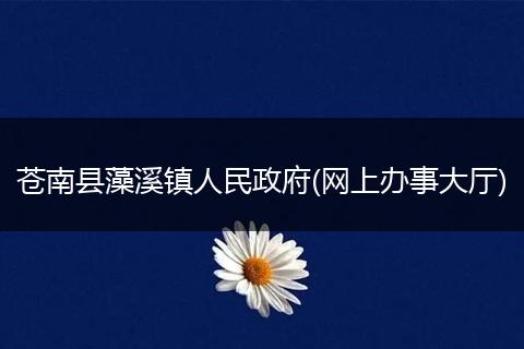 苍南县藻溪镇人民政府(网上办事大厅)