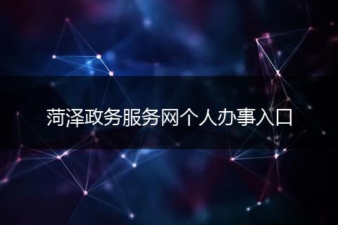 菏泽政务服务网个人办事入口