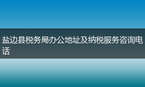 盐边县税务局办公地址及纳税服务咨询电话