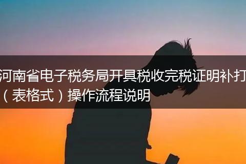 河南省电子税务局开具税收完税证明补打（表格式）操作流程说明