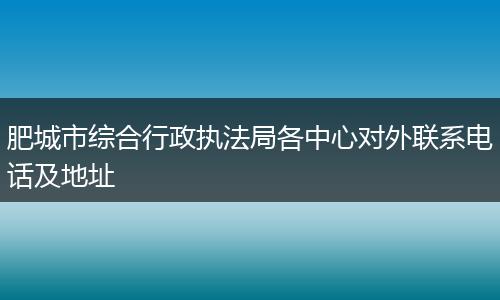 肥城市综合行政执法局各中心对外联系电话及地址
