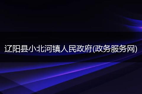 辽阳县小北河镇人民政府(政务服务网)