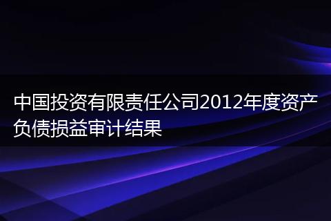 中国投资有限责任公司2012年度资产负债损益审计结果