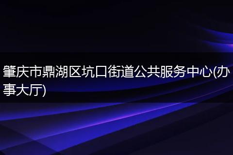 肇庆市鼎湖区坑口街道公共服务中心(办事大厅)