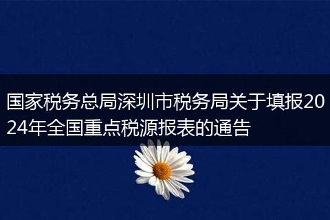 国家税务总局深圳市税务局关于填报2024年全国重点税源报表的通告