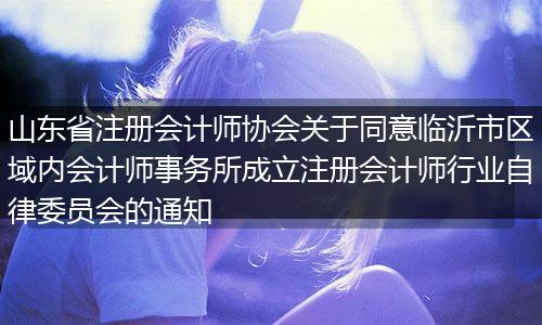 山东省注册会计师协会关于同意临沂市区域内会计师事务所成立注册会计师行业自律委员会的通知