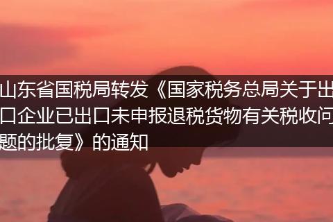山东省国税局转发《国家税务总局关于出口企业已出口未申报退税货物有关税收问题的批复》的通知