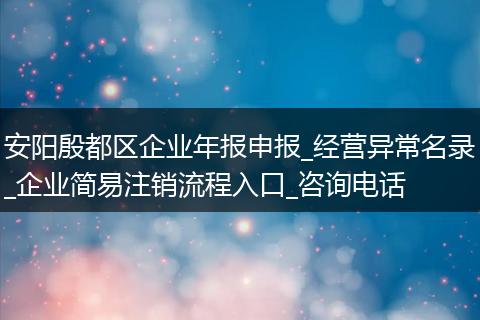 安阳殷都区企业年报申报_经营异常名录_企业简易注销流程入口_咨询电话