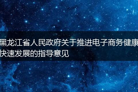 黑龙江省人民政府关于推进电子商务健康快速发展的指导意见