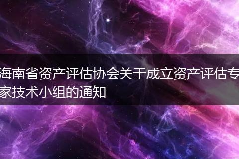 海南省资产评估协会关于成立资产评估专家技术小组的通知