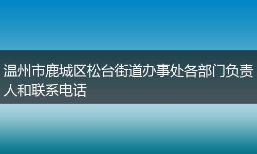 温州市鹿城区松台街道办事处各部门负责人和联系电话