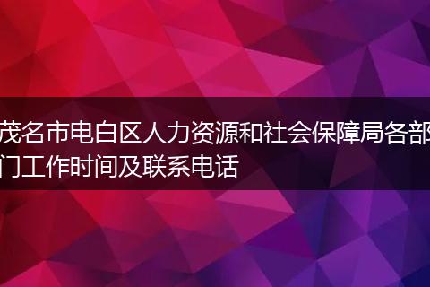 茂名市电白区人力资源和社会保障局各部门工作时间及联系电话