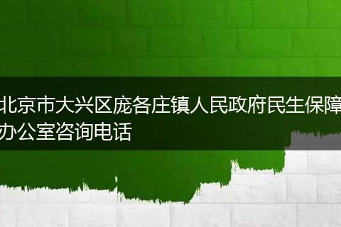 北京市大兴区庞各庄镇人民政府民生保障办公室咨询电话