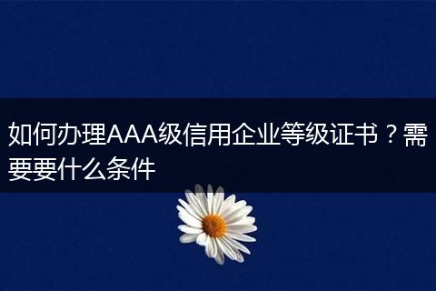 如何办理AAA级信用企业等级证书？需要要什么条件