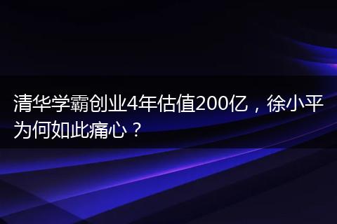 清华学霸创业4年估值200亿，徐小平为何如此痛心？