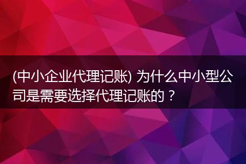(中小企业代理记账) 为什么中小型公司是需要选择代理记账的？