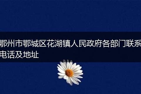 鄂州市鄂城区花湖镇人民政府各部门联系电话及地址