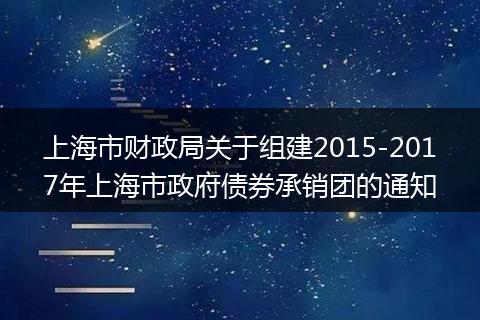 上海市财政局关于组建2015-2017年上海市政府债券承销团的通知