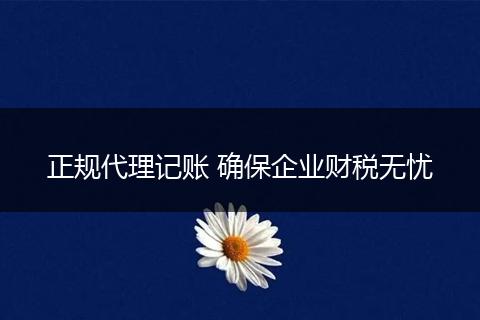 正规代理记账 确保企业财税无忧
