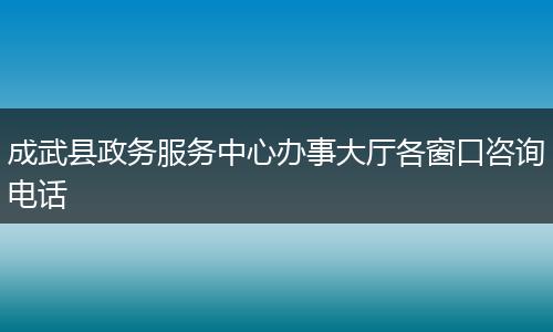 成武县政务服务中心办事大厅各窗口咨询电话