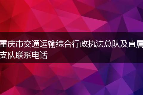 重庆市交通运输综合行政执法总队及直属支队联系电话