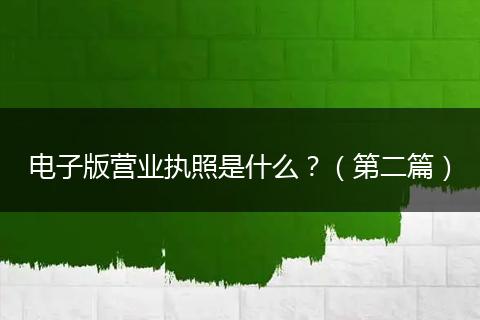 电子版营业执照是什么？（第二篇）