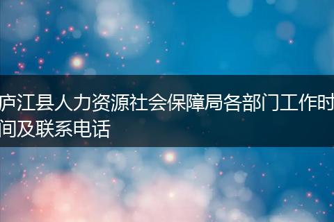 庐江县人力资源社会保障局各部门工作时间及联系电话