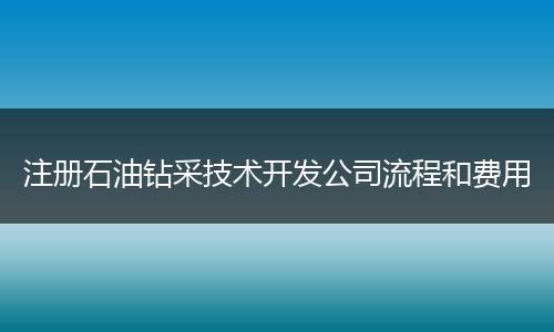 注册石油钻采技术开发公司流程和费用