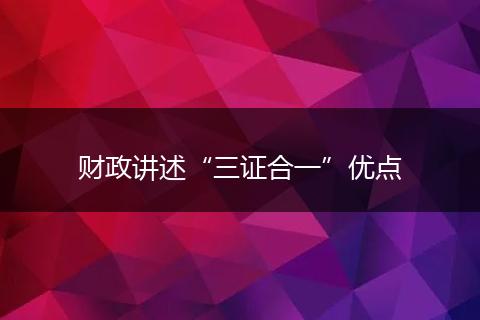 财政讲述“三证合一”优点