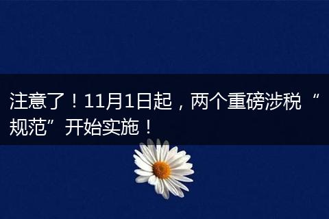 注意了！11月1日起，两个重磅涉税“规范”开始实施！
