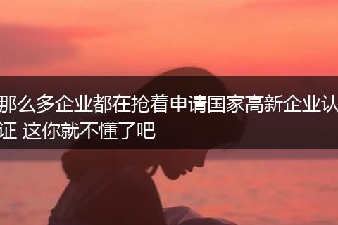 那么多企业都在抢着申请国家高新企业认证 这你就不懂了吧