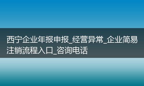 西宁企业年报申报_经营异常_企业简易注销流程入口_咨询电话